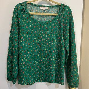 Loft Light Waffle Textured Long Sleeve (Size: Medium)